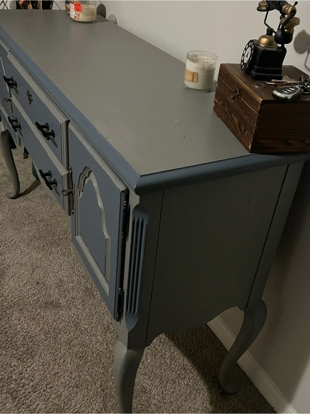 Blue & Gray Vintage-Style Sideboard Console Table